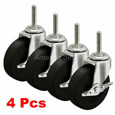 4x Lot 3 Caster Wheels Heavy Duty Soft Pu Rubber For Wire Shelves Total 440lb