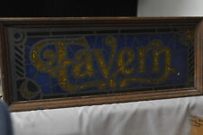 Vintage 1970s The Tavern Light Up Bar Sign Display Stain Glass Style Man Cave