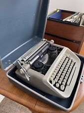Vintage Royal Safari Tan And Ivory Portable Typewriter In Blue Hard Case