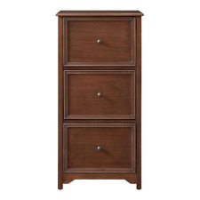 File Cabinet 3 Drawer Walnut Solid Wood Frame Organizer Home Office Furniture