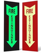 Fire Extinguisher Sign Adhesive Glow In The Dark 2 Pack