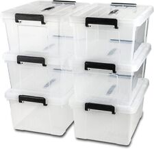 6 Pack 48 Qt Latch Box Plastic Totes Clear Storage Containers Bin Latching Lids