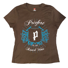 Priefert Trailers Ranch Wear Tshirt Womens Size M Brown Short Sleeve