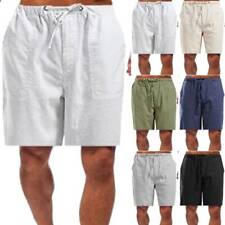 Men Summer Cotton Linen Elastic Waist Shorts Drawstring Baggy Loose Casual Pants