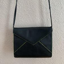 Franklin Covey Black And Green Leather 7 Ring Binder Organizer Crossbody Strap