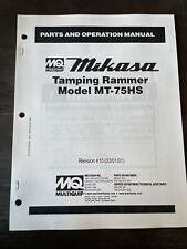 Mikasa Multiquip Mt75hs Tamping Rammer Jumping Jack Parts Operation Manual Book