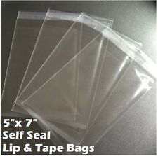 5 X 7 Clear Recloseable Self Seal Adhesive Lip Tape Plastic Cello Bags