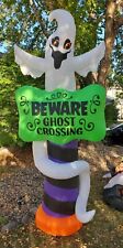 Home Accents Halloween 9 Ft Lighted Beware Of Ghost Sign Airblown Inflatable