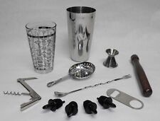 12pc Boston Shaker Bar Kit Tin Glass Spoon Jigger Muddler Strainer Opener Pourer