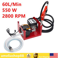 110v Electric Fuel Transfer Pump 550w-60lmin Wnozzle Meter Fit Oil Fuel Diesel