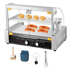 18 Hot Dog 7 Roller Warmer Grill Cooker Machine Commercial W Cover 1200w