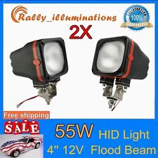2x 4inch 55w Flood Work Light Hid Xenon 6000k Vehicle Ute Roof Tractor Bumper