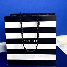 Lot Of 15 New Sephora Small 7in X 6in Shopping Paper Bags Black White Stripe