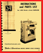 Yates-american J-180 18 X 6 Surfacer Wood Planer Operator Parts Manual 1489