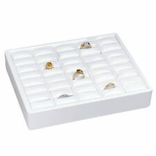 Small Stack-able White Leatherette Jewelry Ring Display Tray Organizer Holder