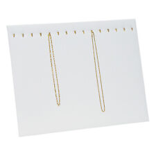 White Faux Leather 15 Hook Necklace Chain Jewelry Display Holder Easel Stand