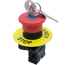1 Nc 22mm Red Mushroom Emergency Stop Push Button Switch Key Reset Ac 660v 10a 