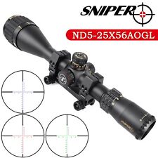 Sniper 5-25x56mm Rifle Scope 30mm Tube Rgb Illuminated Bdc Reticle Ring Includ