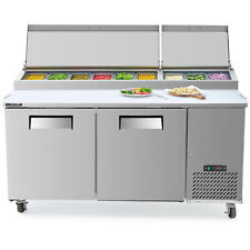Commercial Refrigerated Pizza Prep Table 2 Door Etl Certificated Double Lid 71