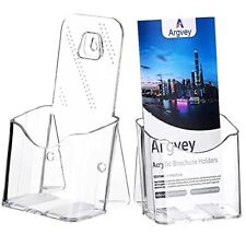 Acrylic Brochure Holder 2 Pack Plastic Trifold 4 Inches Wide Pamphlet Holder ...