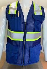 Two Tone High Visibility Reflective Royal Blue Safety Vest X-small-5xl