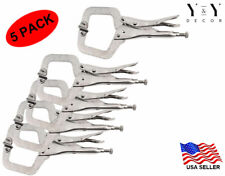 11 Locking C Clamp Pliers 5pc Set With Swivel Pads Welding Vise Clamps Holding