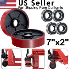 2pc 7x2 Pallet Jacktruck Replacement Steering Wheels Poly Tread With Bearings