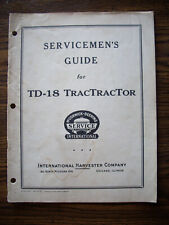 Ih Farmall International Mccormick Td18 Crawler Service Manual