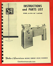 Yates-american J-170 12 Variable Speed Wood Lathe Operator Parts Manual 0762