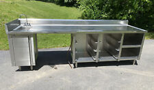 Custom Stainless Steel Beverage Station Table W Sink Backsplash 120 X 34