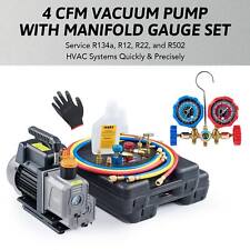 Combo 4 Cfm 13hp Air Vacuum Pump Hvac R134a Kit Ac Ac Manifold Gauge Set Us