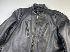 Vintage Passaic Leather Black Police Motorcycle Cafe Racer Jacket Mens Size 48