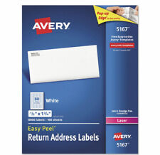 Avery Easy Peel Return Address Labels Laser 12 X 1 34 White 8000box 5167