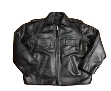 Vtg Appalachian Leatherworks Cow Hide Police Motorcycle Jacket Sz Xl Long