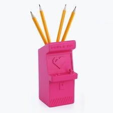Mustard Power Up Pen Pot Retro Arcade Machine In Hot Pink Pen Holder