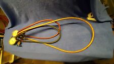 Vintage Brass Manifold Gauge Set W Hoses R-22 R-12 R-502 Charging Pressure