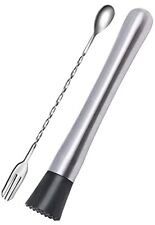 Ortarco 10 Inch Stainless Steel Muddler For Cocktail And 10 Inch Mixing Bar S...