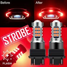 3157 Red Led Bright Strobe Flash Blinking Brake Tail Stop Lightparking Bulbs