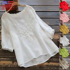 Womens Casual Cotton Linen T-shirt Dress Baggy Tunic Tops Long Blouse Plus Size