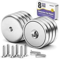 8pack Neodymium Round Base Cup Magnet 100lbs Strong Rare Earth Magnet Heavy Duty