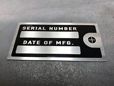 Blank Engine Build Machine Equipment Plate Tag Serial Date Quality Blank 4x2
