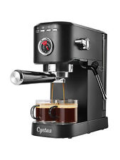 Cyetus Barista Black Espresso Machine With Milk Steam Frother Wand For Home Use