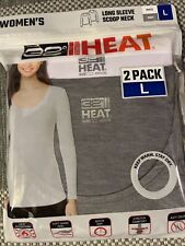 32 Degrees Women 2 Pack Ultra Light Thermal Baselayer Scoop Top Whitegray Large