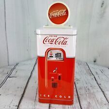 Coca-cola Soda Pop Vending Machine 10 Metal Tin Bank W Sign 2010 New In Bag
