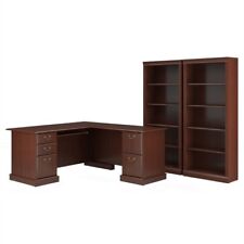 Saratoga Executive L Desk And 2 Bookcases In Harvest Cherry - Engineered Wood