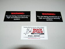 2 Soda Vending Machine Decals Warning Being Monitored On Security System