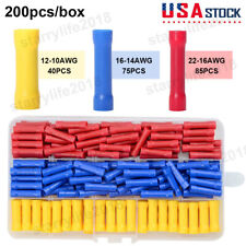 200pcs Insulated Straight Electrical Wire Connectors Butt Splice Crimp Terminals