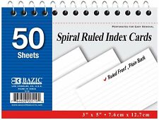 Bazic Ruled Index Cards Book 3 X 5 50 Count Spiral Bound Memo White...