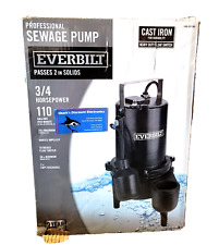 Everbilt Ese60w-hd 34 Hp Heavy Duty Cast Iron Sewage Pump. New.