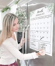 Magnetic Refrigerator Whiteboard Dry Erase Monthly Calendar Eraser Markers 16x20